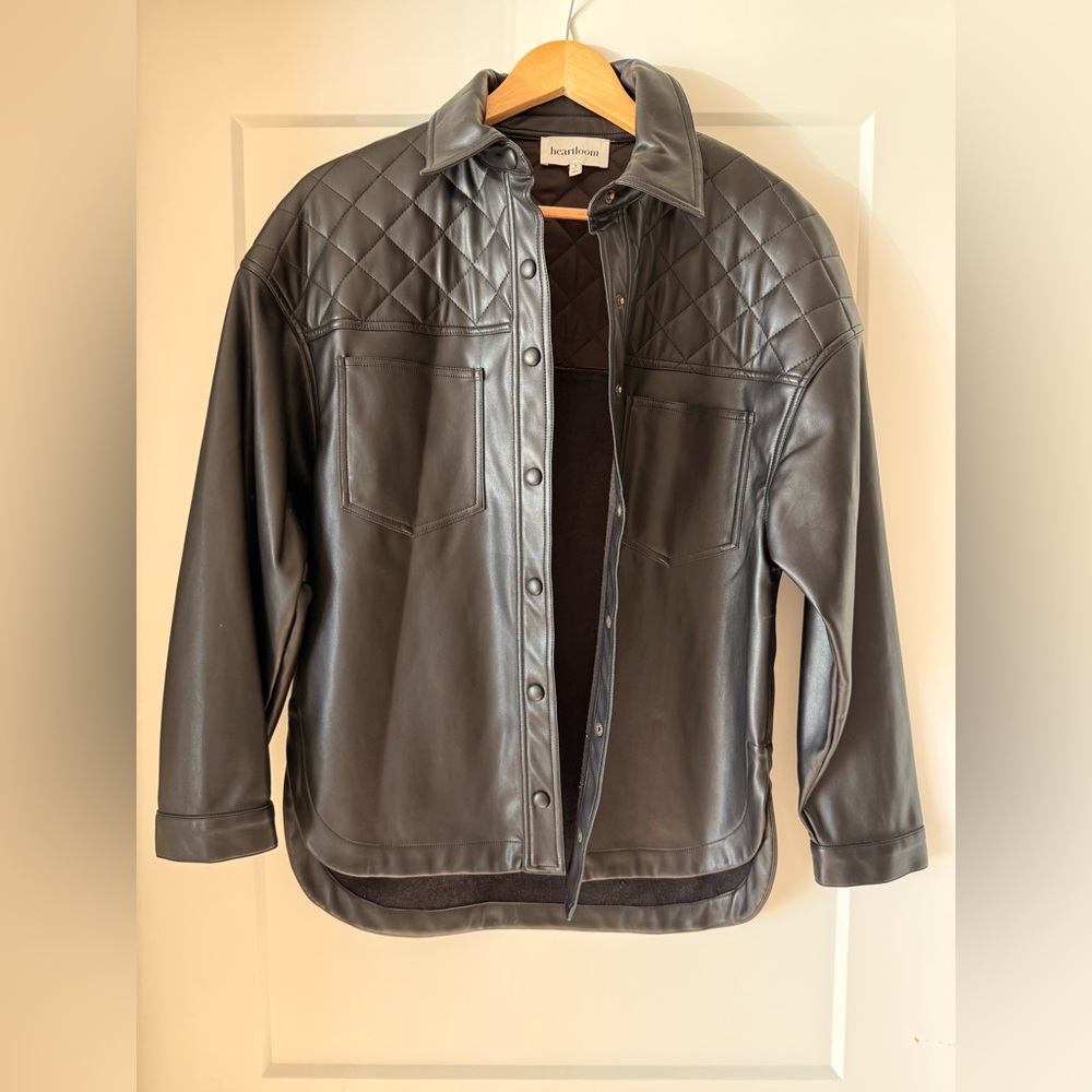 Heartloom Black Leather Quilted Jacket